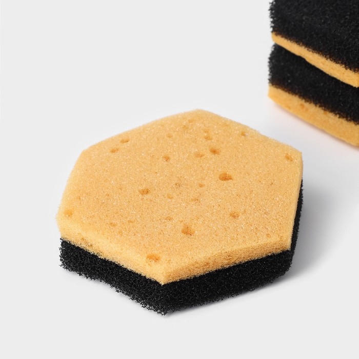 Губки для тефлоновой посуды Доляна, 3 шт, в вакуумной упаковке Губки для тефлоновой посуды Доляна, 3 шт, в вакуумной упаковке