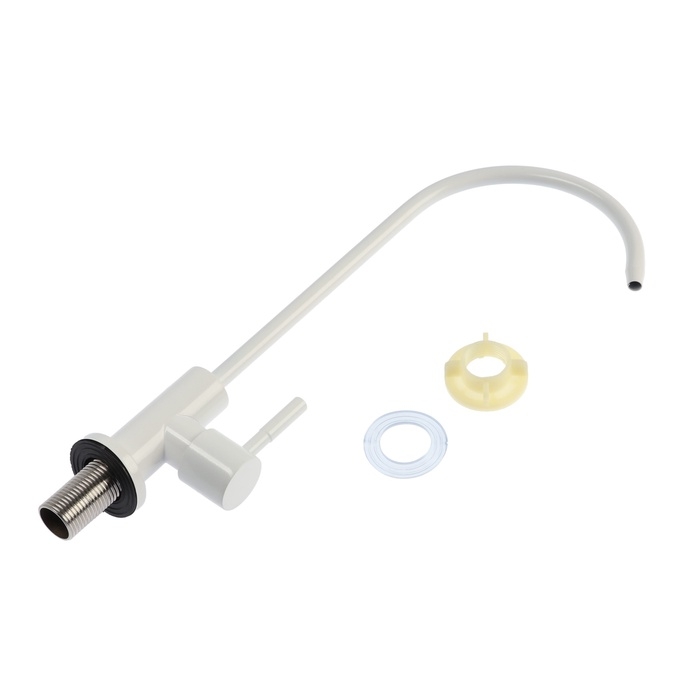 Кран для всех видов бытовых фильтров ZEIN К-06, нержавеющая сталь, белый Кран для всех видов бытовых фильтров ZEIN К-06, нержавеющая сталь, белый