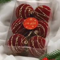 Ёлочные шары &laquo;Бархат. Фестиваль&raquo;, d=6 см, набор 6 шт., орбита, красные