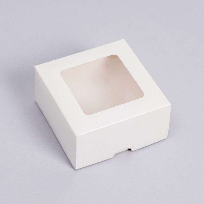 Коробка складная, крышка-дно, с окном, белая, 10 х 10 х 5 см Коробка складная, крышка-дно, с окном, белая, 10 х 10 х 5 см