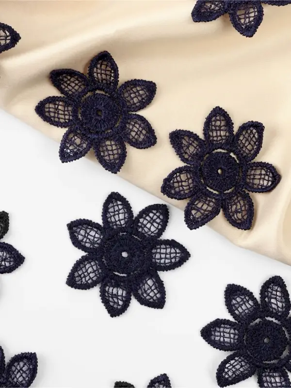 Аппликация для одежды «Цветок», кружевная, d=4.5 см, 10 шт., синяя Аппликация для одежды «Цветок», кружевная, d=4.5 см, 10 шт., синяя