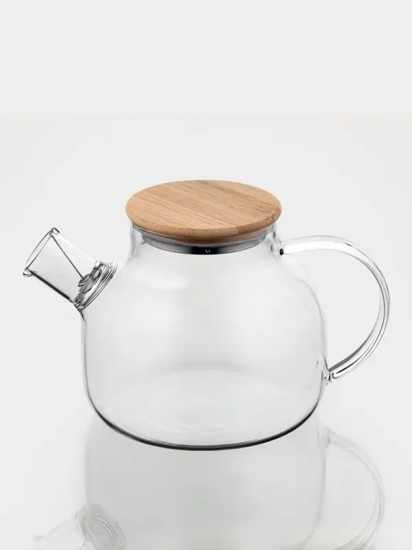 Заварочный чайник BellaTenero &laquo;Эко&raquo;, 1 л, с бамбуковой крышкой, металлический фильтр, стекло