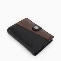 Портмоне мужское на кнопке, 3 в 1, для автодокументов и паспорта, 2 отдела, для карт, для монет, цвет чёрный/кофе Портмоне мужское на кнопке, 3 в 1, для автодокументов и паспорта, 2 отдела, для карт, для монет, цвет чёрный/кофе