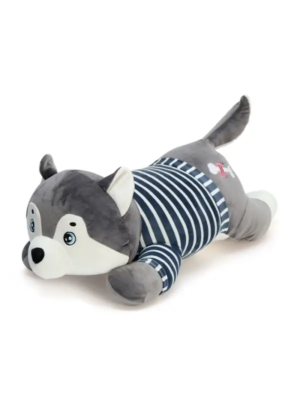 Мягкая игрушка &laquo;Хаски&raquo;, с пледом, 60 см, цвет серый