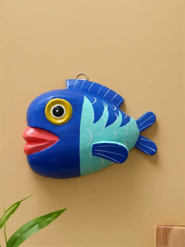 Панно  Панно "Рыба-клоун" дерево 20х16х4 см, цв. сине-бирюзовый