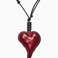 Кулон на шнурке стиль "Сердце вытянутое", 90см, цвет бордово-чёрный