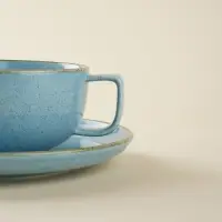 Чайная пара SL Home &laquo;Аззура&raquo;, 2 предмета: чашка 300 мл, блюдце d=16.7 см, фарфор, бирюзовая