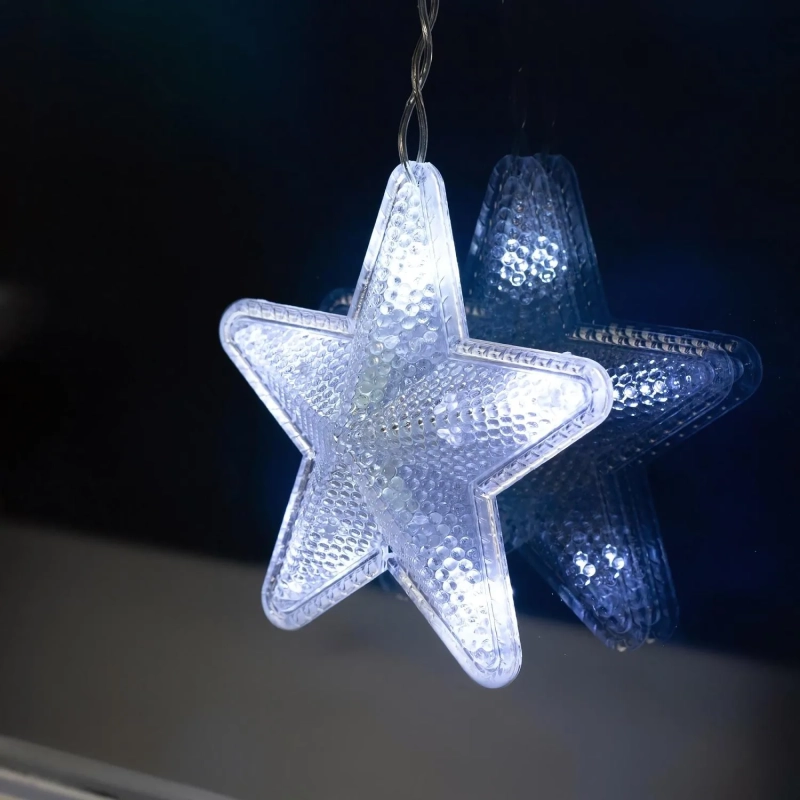 Гирлянда светодиодная Бахр 2.4x0.9м Звездоч,IP20,186LED,бел,8реж 4356974