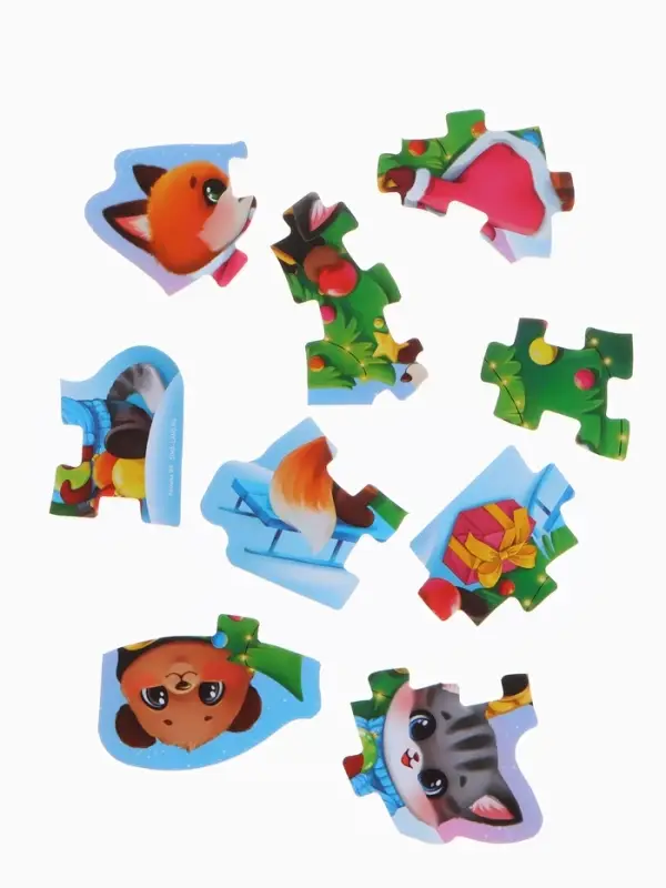 Макси-пазлы Крошка Я, новогодний набор игрушек, 10 деталей, с резиновой уточкой для купания