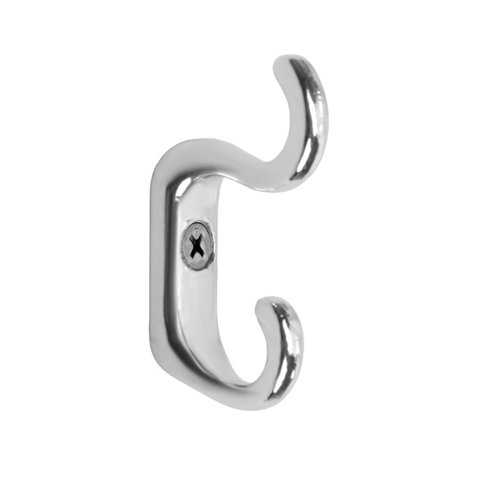 Крючок мебельный ТУНДРА TKD010, двухрожковый, хром, 10 шт TMP Крючок мебельный ТУНДРА TKD010, двухрожковый, хром, 10 шт TMP