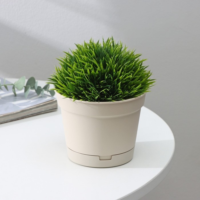 Горшок для цветов с поддоном Mint, 700 мл, d=12 см, h=9,4 см, цвет светло-бежевый Горшок для цветов с поддоном Mint, 700 мл, d=12 см, h=9,4 см, цвет светло-бежевый