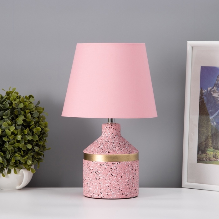 Настольная лампа с абажуром RISALUX «Лавр», 1×Е14, 40 Вт, розовый, 20×20×35 см