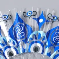 Веер складной пластик &laquo;Орнамент от сглаза&raquo;, блеск, 23 см