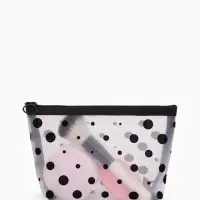 Косметичка DOTs, с рисунком, сетка, на молнии, белая