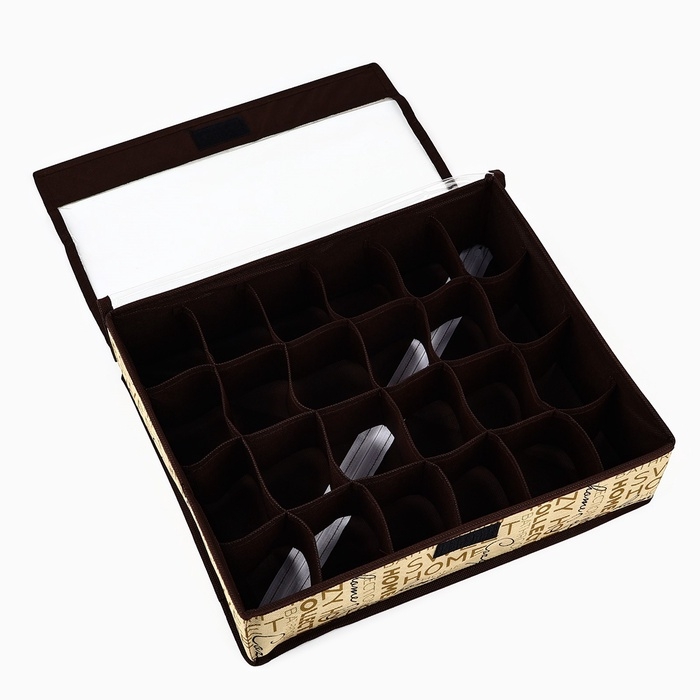 Органайзер для хранения 24 ячейки с крышкой Органайзер для хранения 24 ячейки с крышкой "Милый дом", 34 х 28 х 10 см