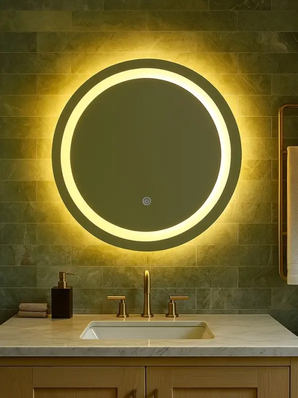 Зеркало интерьерное настенное, с подсветкой, с сенсорной кнопкой, 60&times;60 см