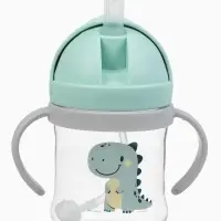 Поильник - непроливайка детский Крошка Я с силиконовой трубочкой и грузиком, от 9 мес., 250 мл., с ручками, бирюзовый