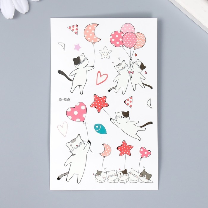 Татуировка на тело цветная Татуировка на тело цветная "Полёт котиков" светящаяся в темноте 12х7,5 см