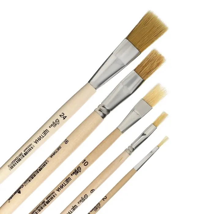 Набор кистей для рисования, щетина, 5 штук: №: 2, 6, 10, 16, 24, Calligrata, плоские, деревянная ручка, в пакете