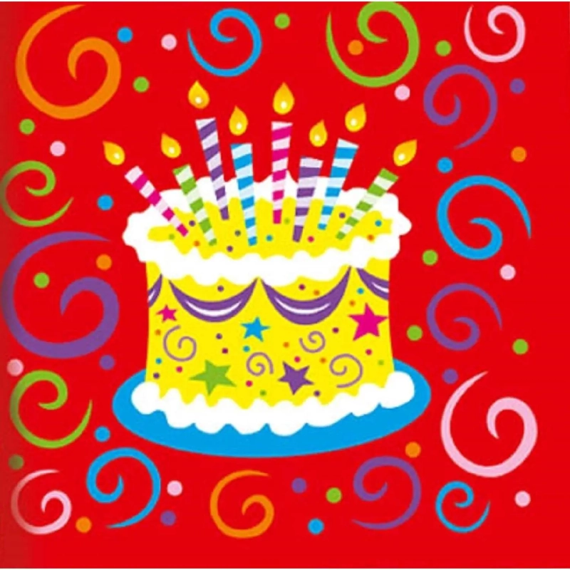 Салфетки бумажные 33см X 33см Торт яркий 12шт/уп 6046316