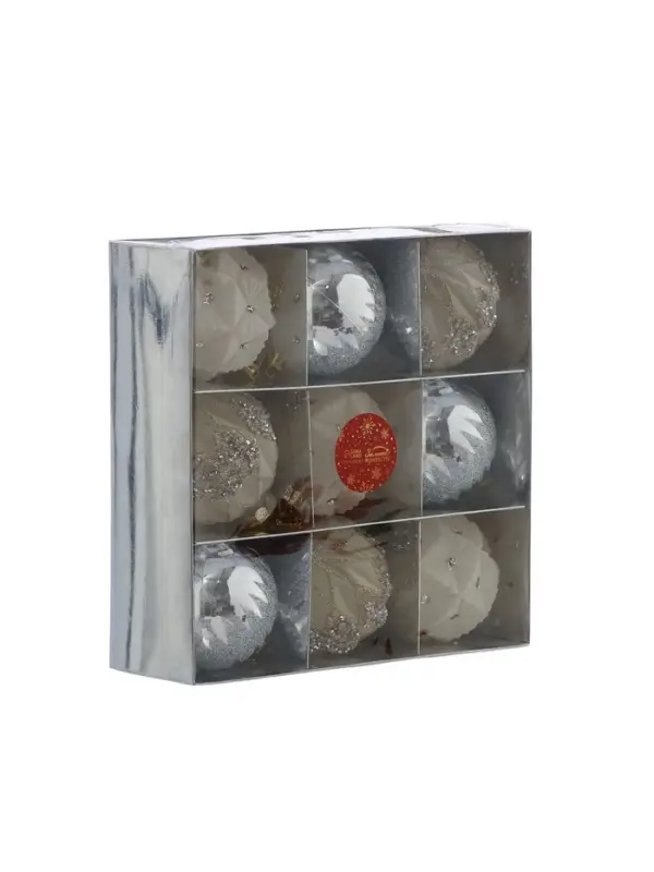 Набор шаров пластик d-8 см, 9 шт Набор шаров пластик d-8 см, 9 шт "Флурри"