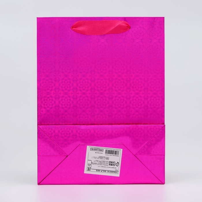 Пакет голография с окном, "Розовый", S 23,5 х18 х 8,5 см набор 1шт    10449216