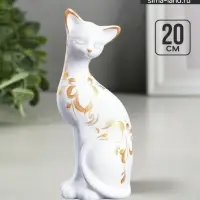Фигура керамика &laquo;Кошка ушастая&raquo;, 7&times;8&times;20 см, белая