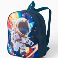 Рюкзак детский 27*10*30, отд на молнии, космос т-синий