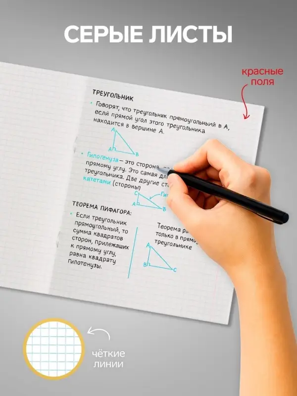 Набор тетрадей, 48 листов в клетку, Calligrata Black and White, серые листы, 4 штуки