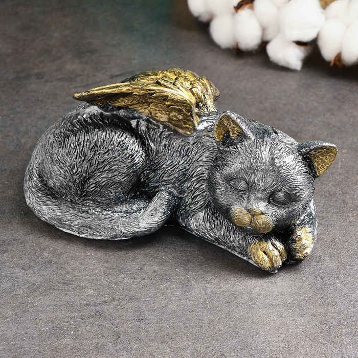 Копилка Копилка "Котенок ангел" 21х12см, серебро с позолотой