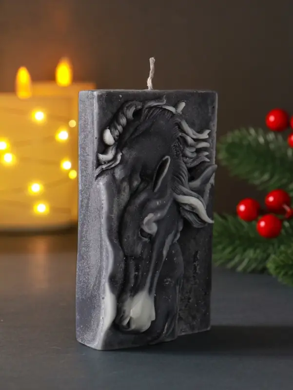 Свеча Символ Года Барельеф, 11,6*7*3,8, серая Свеча Символ Года Барельеф, 11,6*7*3,8, серая