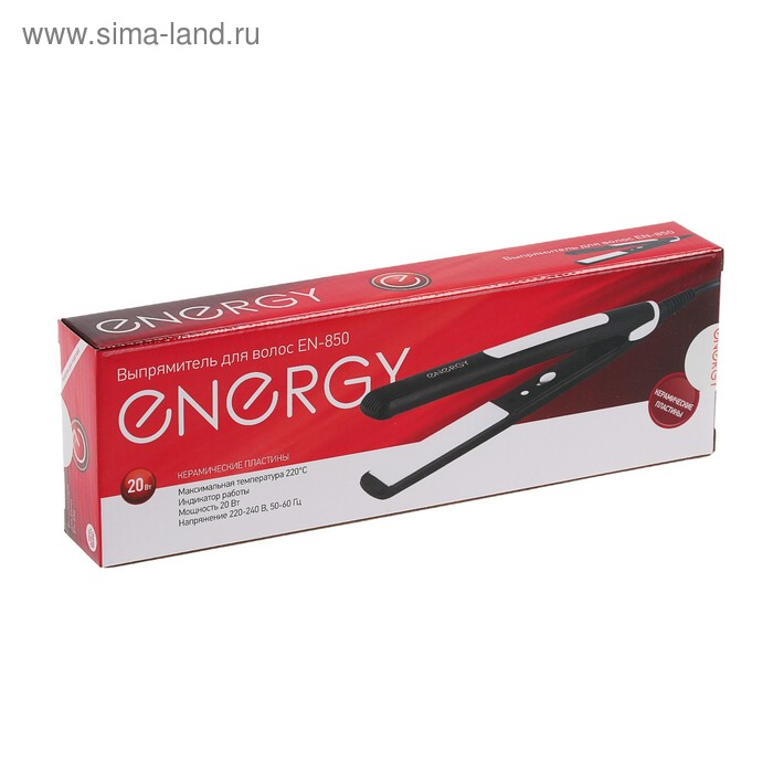 Выпрямитель ENERGY EN-850, 20 Вт, керамическое покрытие, 22х85 мм, до 220°С, черный Выпрямитель ENERGY EN-850, 20 Вт, керамическое покрытие, 22х85 мм, до 220°С, черный