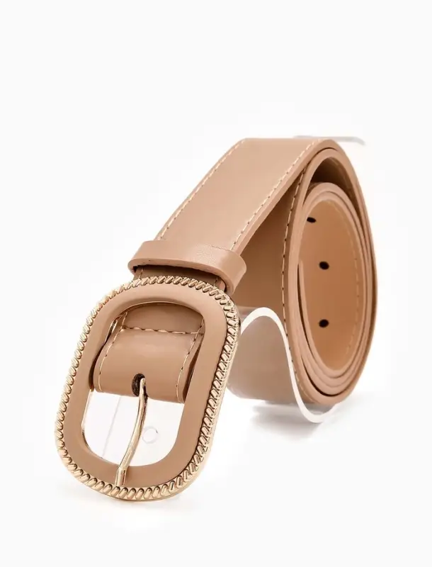 Ремень жен 05-01-07-01, Июнь2507, 3*0,3*110 см, без винта, пряж золото+пласт, 1 прокол, беж   109031