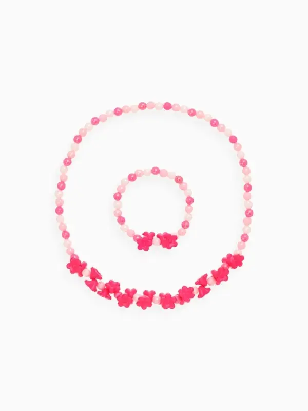 Набор детских украшений &laquo;Выбражулька. Цветы сирени&raquo;, 2 предмета: бусы, браслет d=6 см, розовый