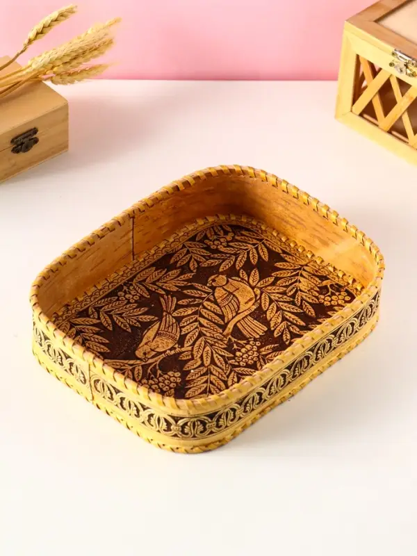 Сухарница Сухарница "Птички" , 24,5х17,5х4,5см, береста