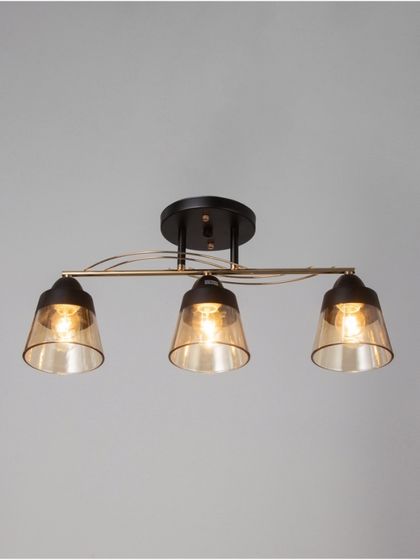 Люстра Люстра "Кансе" 3хЕ27 40Вт черно-золотой 50х15х23 см