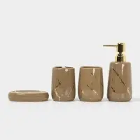 Набор аксессуаров для ванной комнаты SAVANNA &laquo;Гроза&raquo;, 4 предмета, мыльница, дозатор для мыла, 2 стакана, коричневый