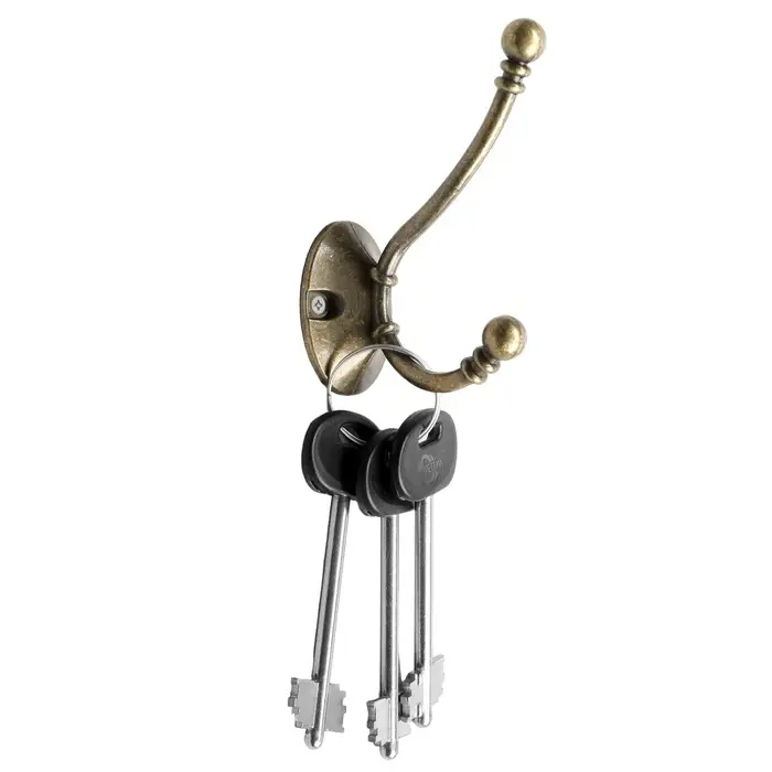 Крючок мебельный ТУНДРА TKd=020, двухрожковый, бронза, 50 шт.