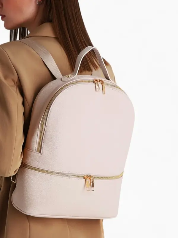 Рюкзак женский на молнии, с карманами, размер 27&times;10&times;34 см, бежевый