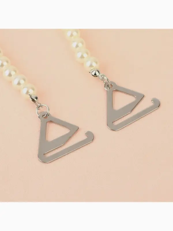 Лямки для бюстгальтера, декоративные с жемчугом, фурнитура металл, 5 мм, 45 см, пара, белые