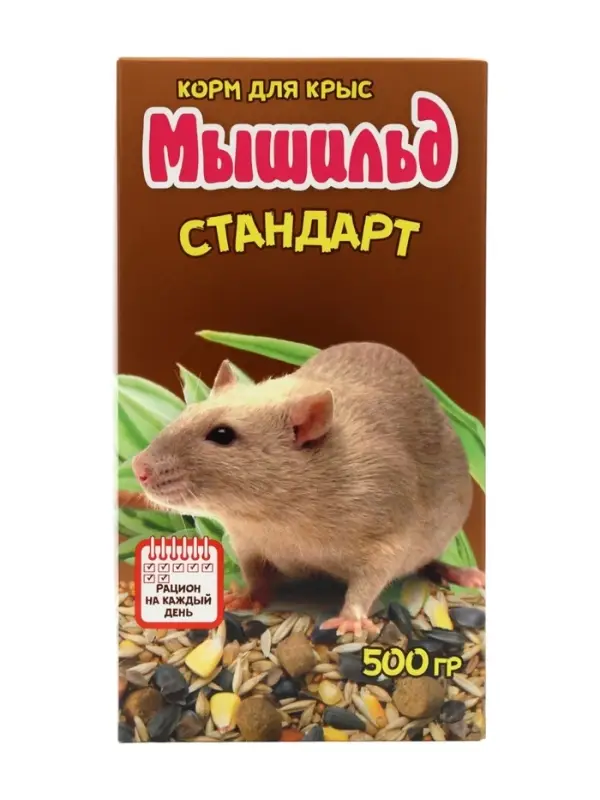 Зерновой корм &laquo;Мышильд стандарт&raquo; для декоративных крыс, 500 г, коробка