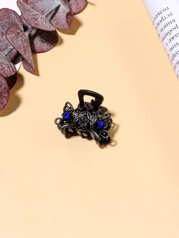 Крабик для волос &laquo;Чёрный с камешками&raquo;, 2.5 см, чёрный