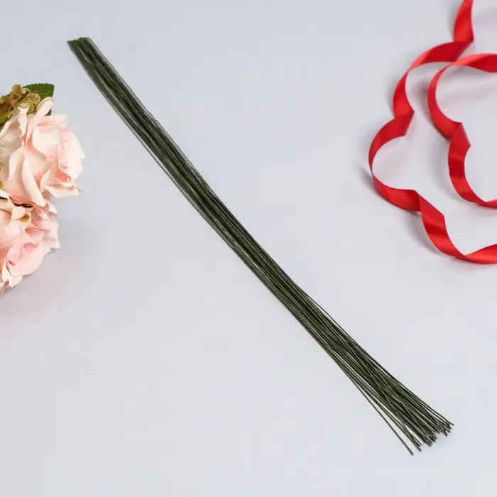 Флористическая проволока в бумажной оплётке &laquo;Зелёная&raquo;, длина 40 см, 0.55 мм, набор 30 шт.