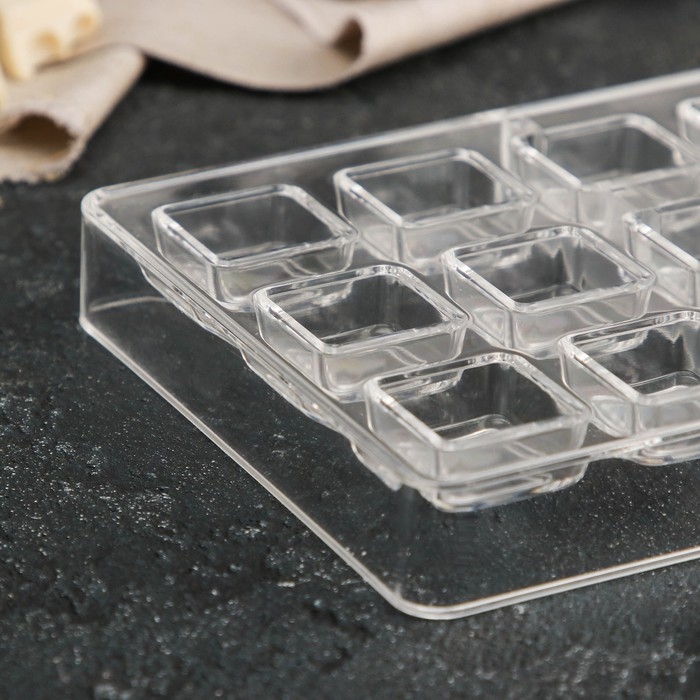 Форма для конфет и шоколада KONFINETTA «Тоффи. Квадрат», 27,5×13,5×2,5 см, 21 ячейка 2,5×1,5 см, цвет прозрачный Форма для конфет и шоколада KONFINETTA «Тоффи. Квадрат», 27,5×13,5×2,5 см, 21 ячейка 2,5×1,5 см, цвет прозрачный