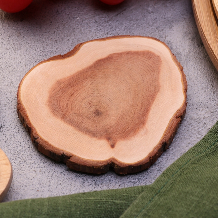 Подставка под кружку, цельная, 8-10 см, можжевельник Подставка под кружку, цельная, 8-10 см, можжевельник