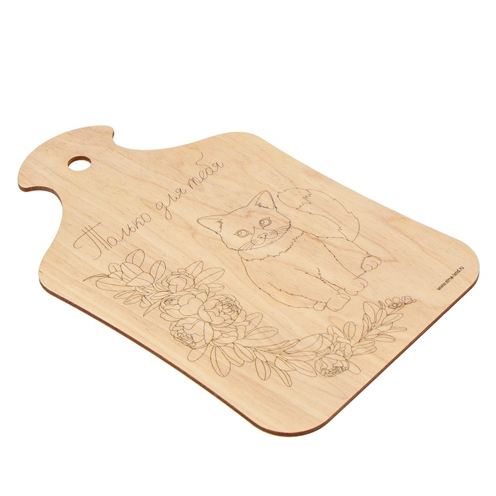 Доска для выжигания «Кот с букетом»
