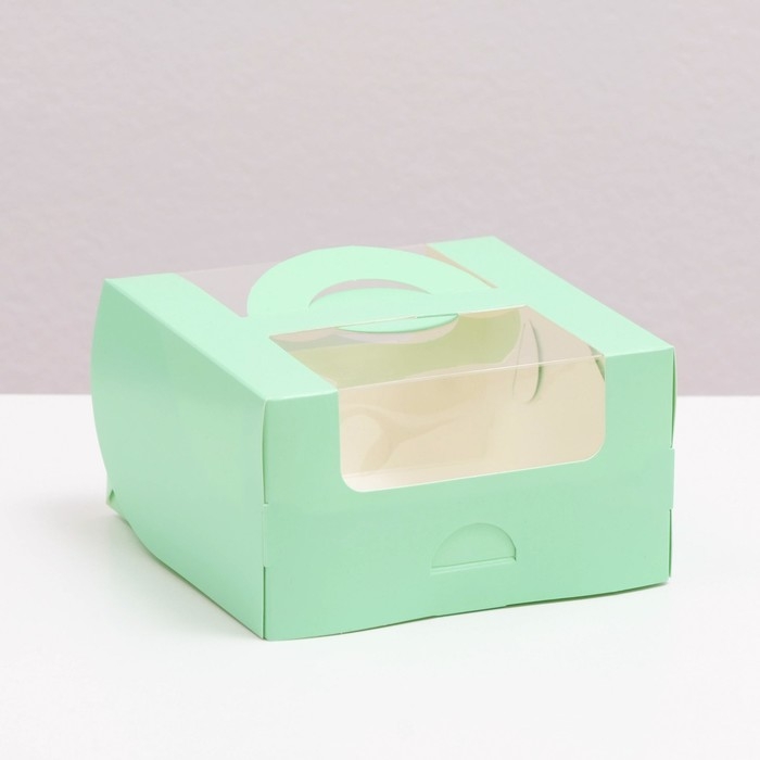 Коробка под бенто-торт с окном, мятный, 14 х 14 х 8 см Коробка под бенто-торт с окном, мятный, 14 х 14 х 8 см