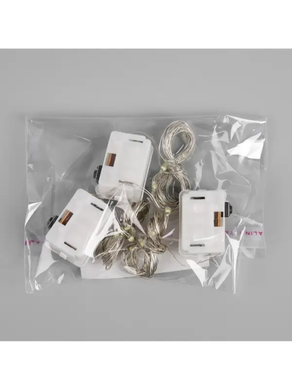 Набор гирлянд &laquo;Нить&raquo; 2 м роса, IP20, серебристая нить, 20 LED, свечение белое, 3 режима, батарейки AG13&times;3 (в комплекте), 3 шт.