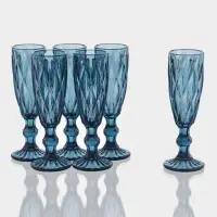 Набор бокалов из стекла для шампанского Magistro &laquo;Круиз&raquo;, 160 мл, 7&times;20 см, 6 шт., синий