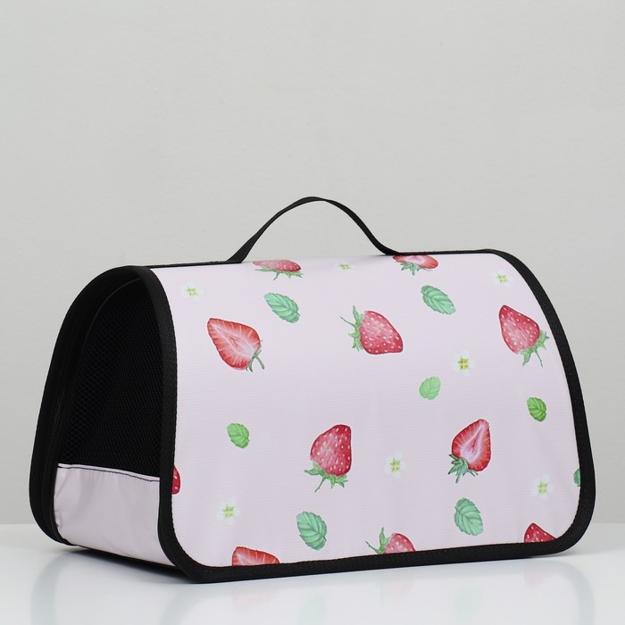 Сумка - переноска для животных  Сумка - переноска для животных "Клубничка", каркасная, 40 х 25 х 25 см
